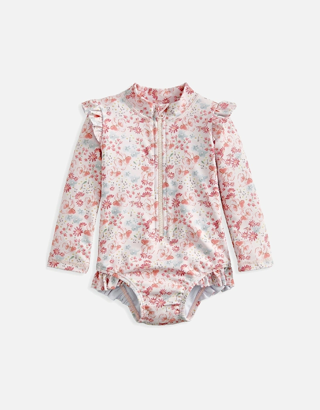 Baby Girls Long Sleeve Floral Swimsuit - Pink, 2 of 1