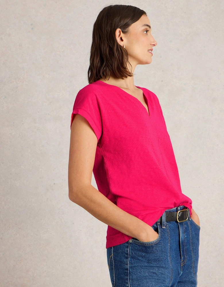 Nelly Notch Neck Tee - Pink