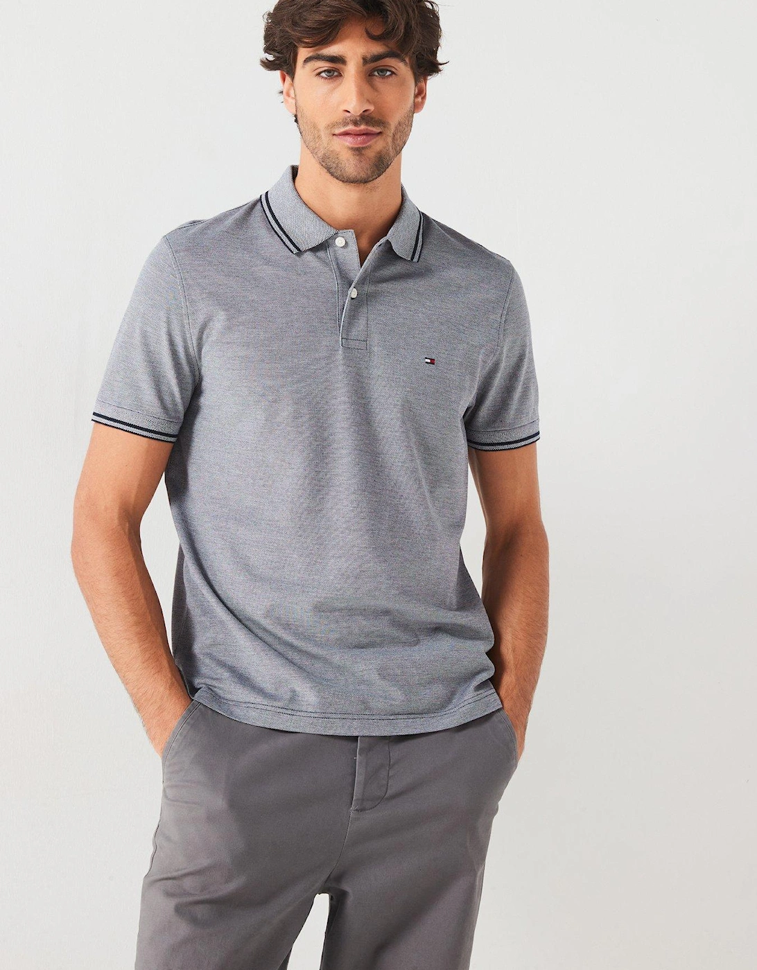 Regular Fit Two Tone Oxford Polo Shirt - Navy, 6 of 5