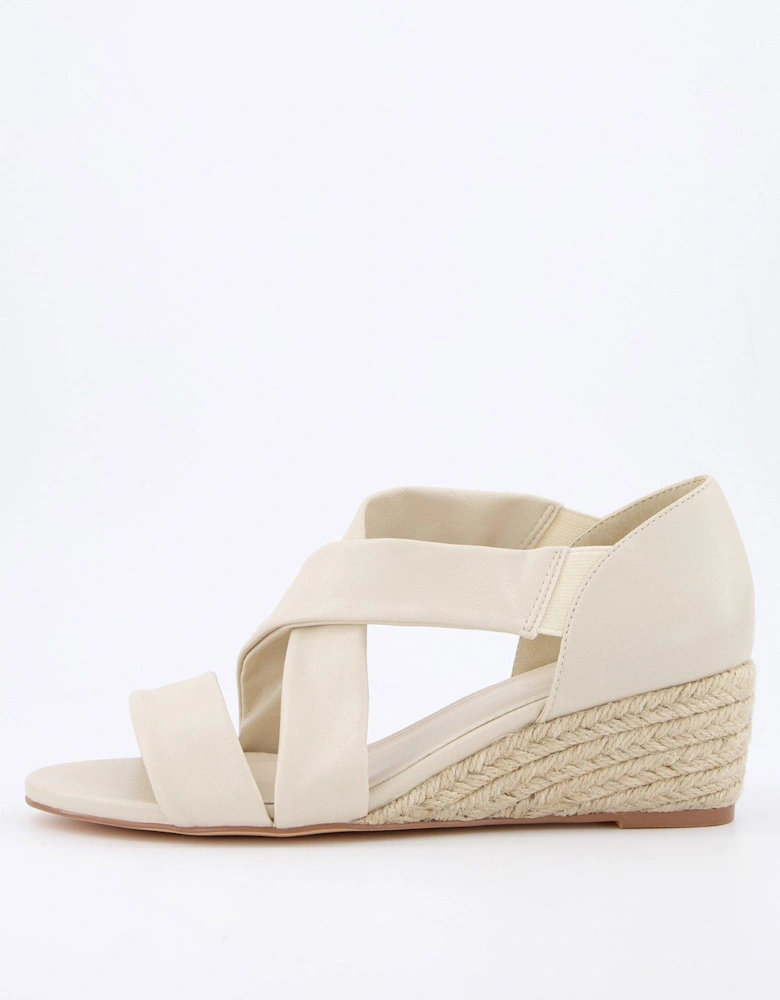 Wide Fit Low Strappy Wedge Sandals - Bone