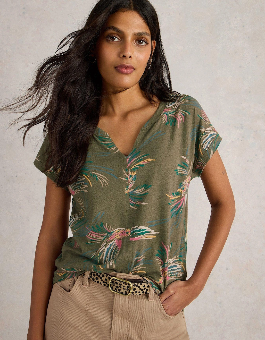Nelly Notch Neck Tee - Green, 2 of 1