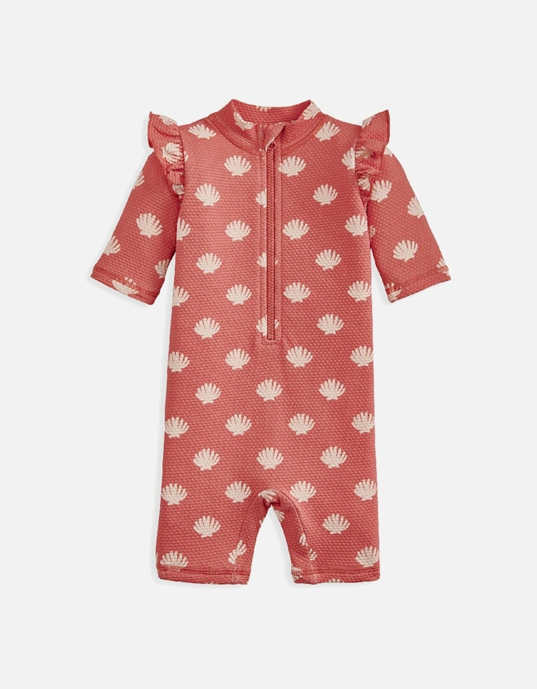 Baby Girls Shell Print Rashsuit - Red