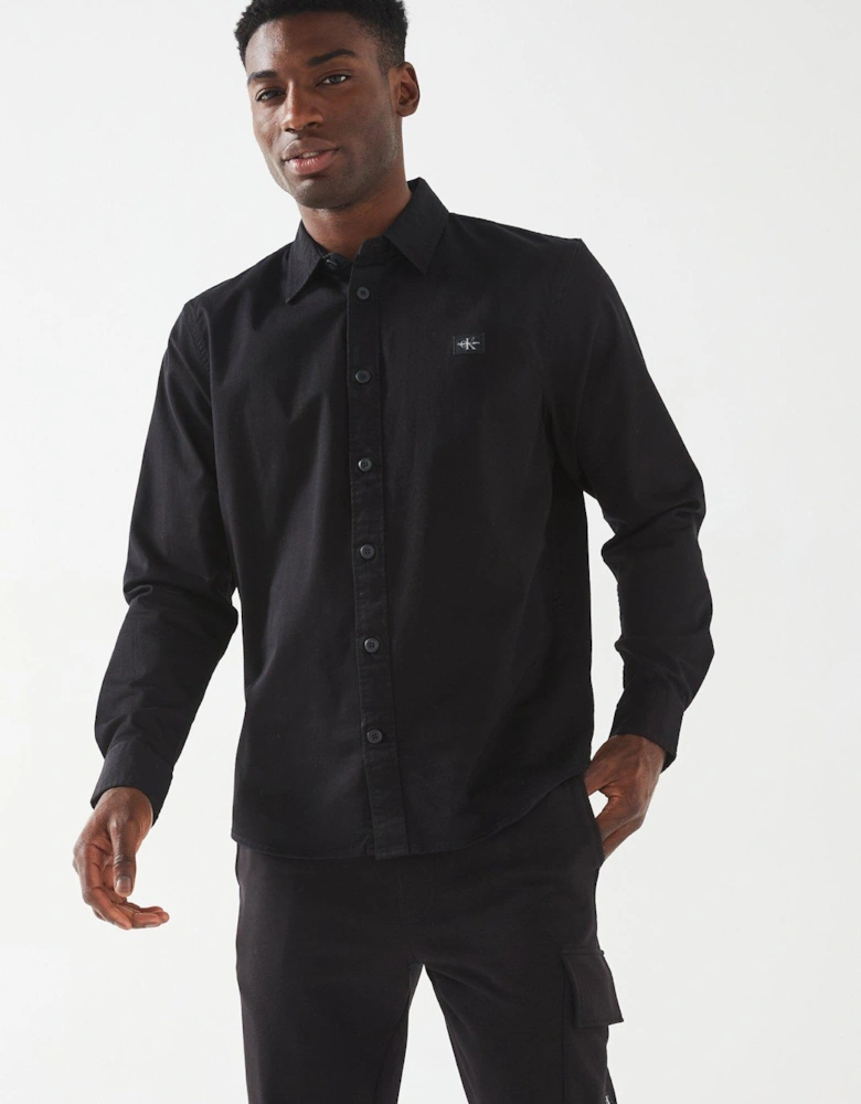 Woven Logo Overshirt - Black