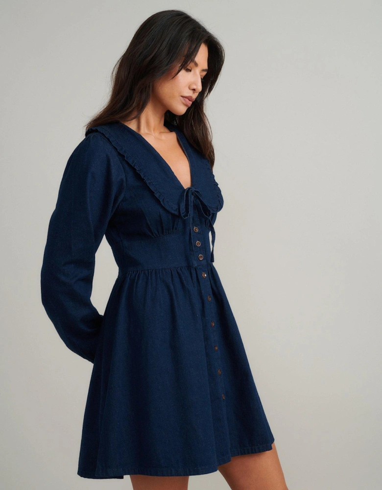 Denim Ottilie Mini Dress - Dark Blue