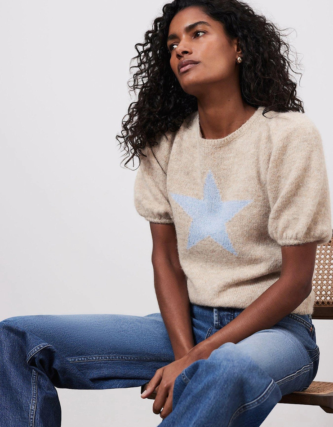 Neutral Star Knit Top - Beige, 2 of 1