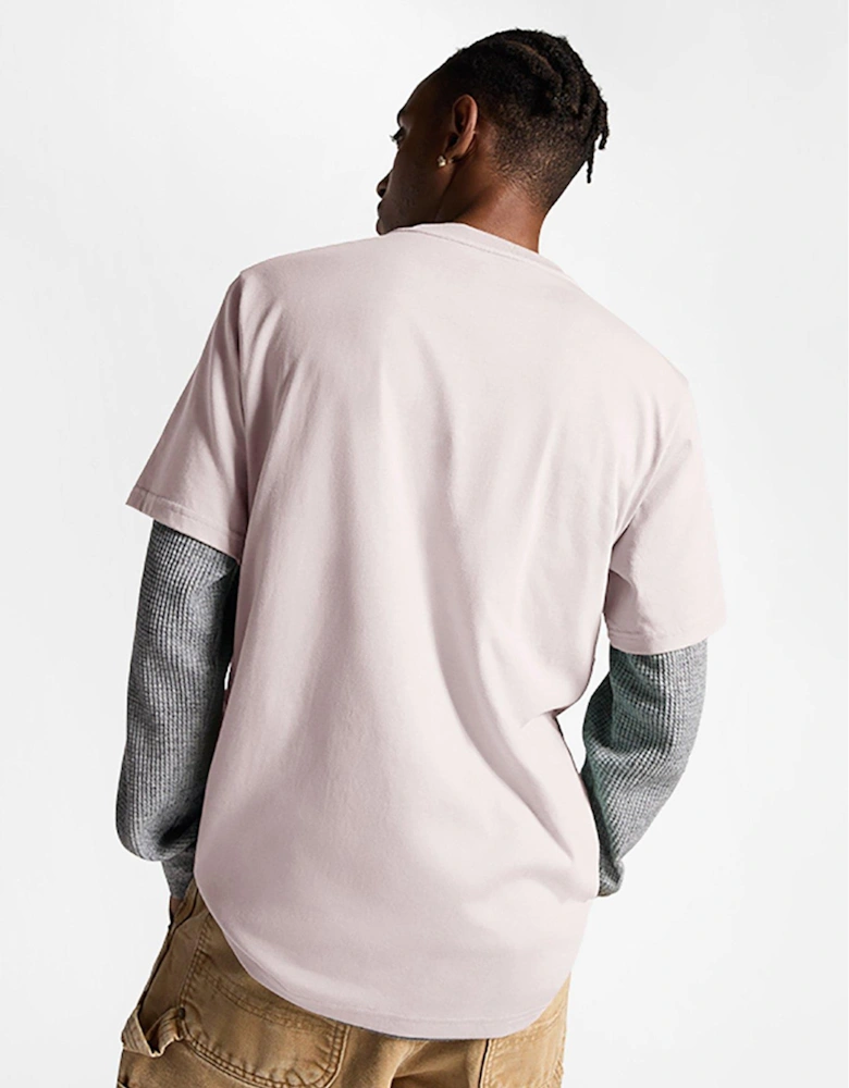 Unisex Left Chest Star Chevron Embroidered T-Shirt - Light Pink