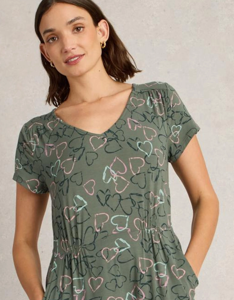 Women's Tallie Jersey Dress Petite Green Print