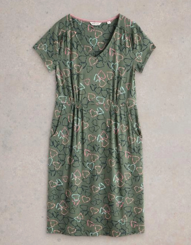 Women's Tallie Jersey Dress Petite Green Print