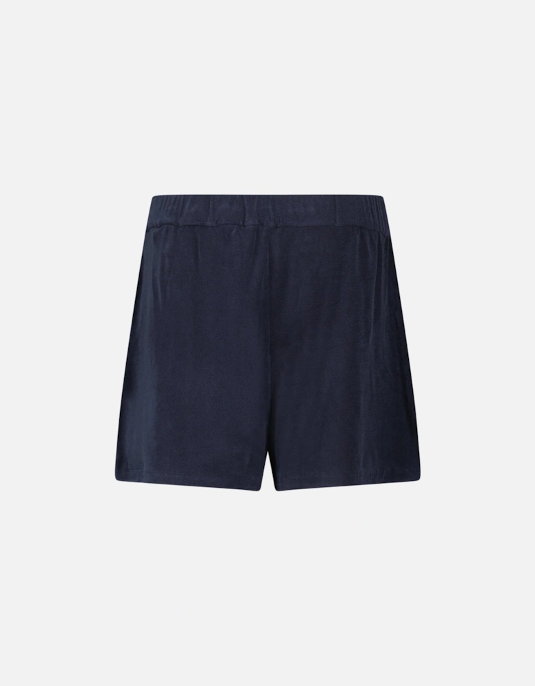 Logo-Patch Velour Shorts in Navy