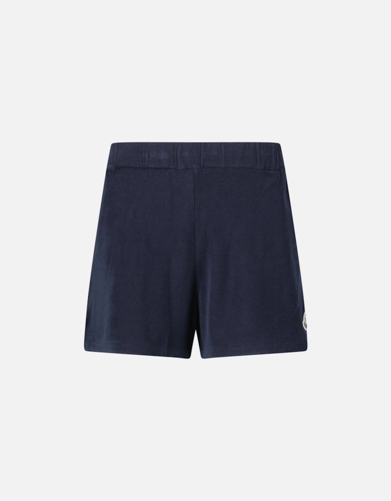 Logo-Patch Velour Shorts in Navy