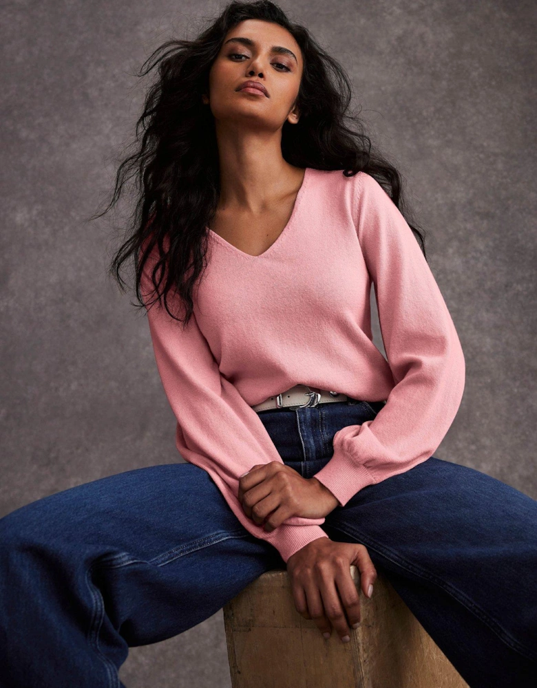 V Neck Jumper - Pink