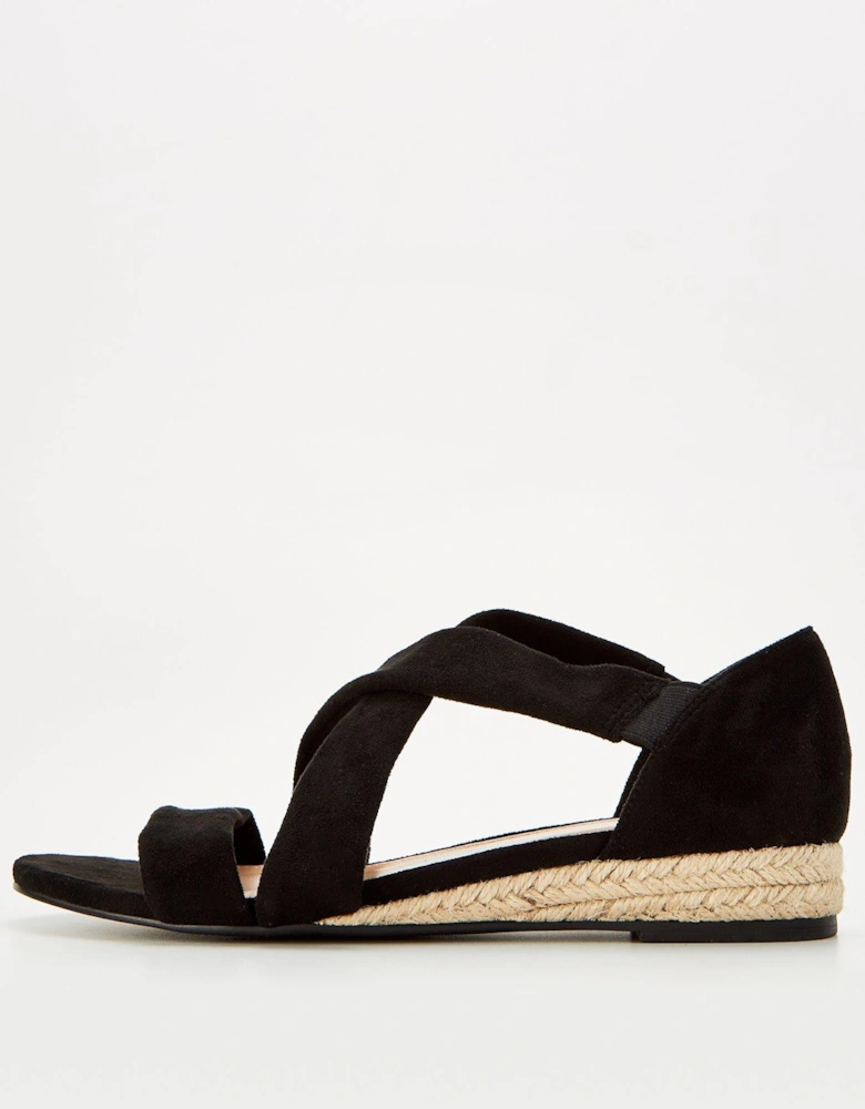 Slither Wedge Strappy Sandal - Black