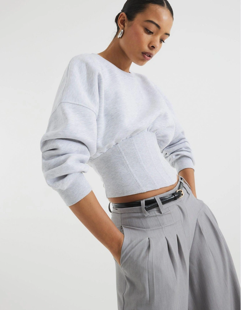 Corset Hem Sweatshirt - Grey