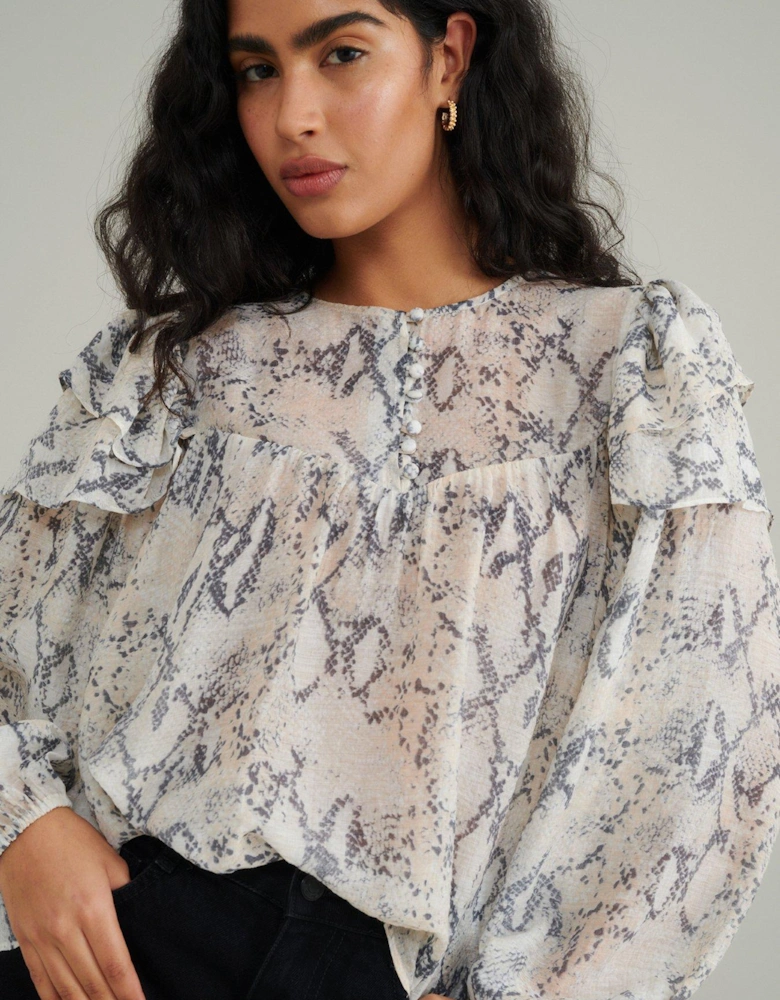 Tilda Snake Print Top - White