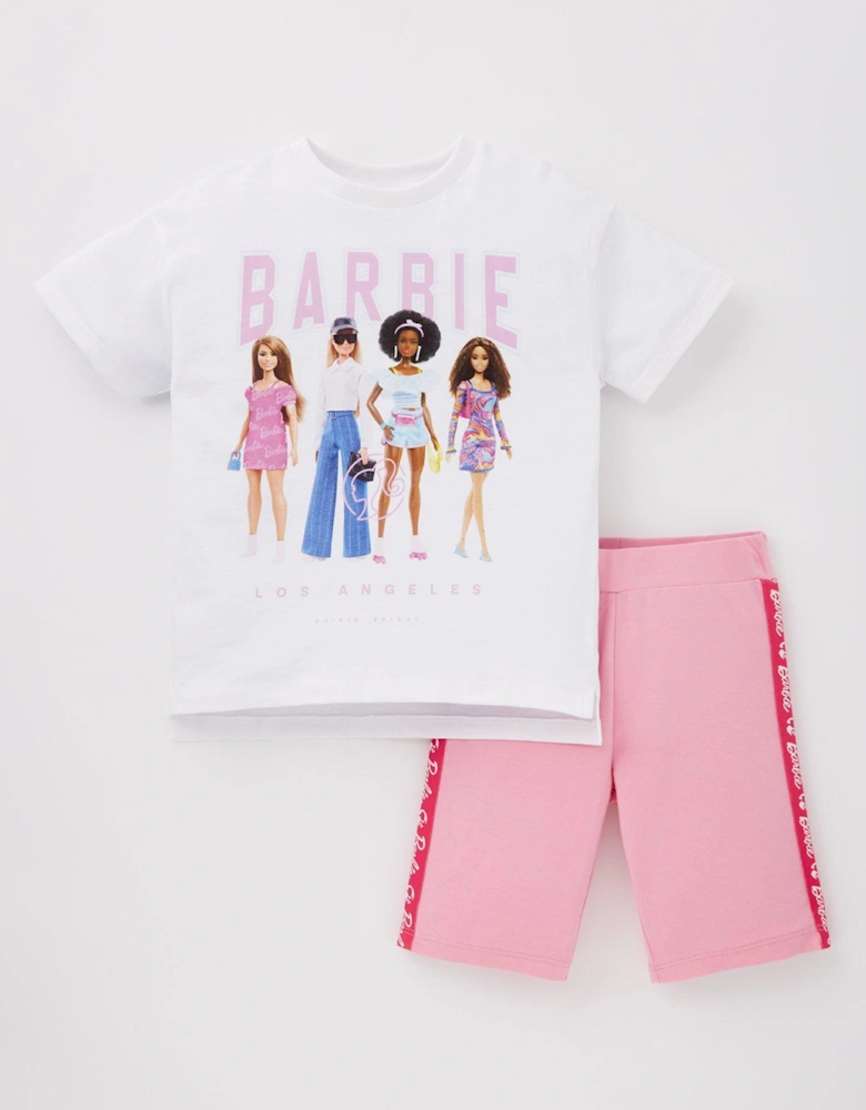 Two  Piece T-Shirt and Cycling Short Set - Multi