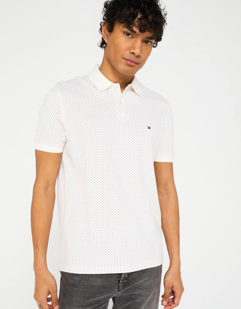 Regular Fit Microprint Polo Shirt - Beige