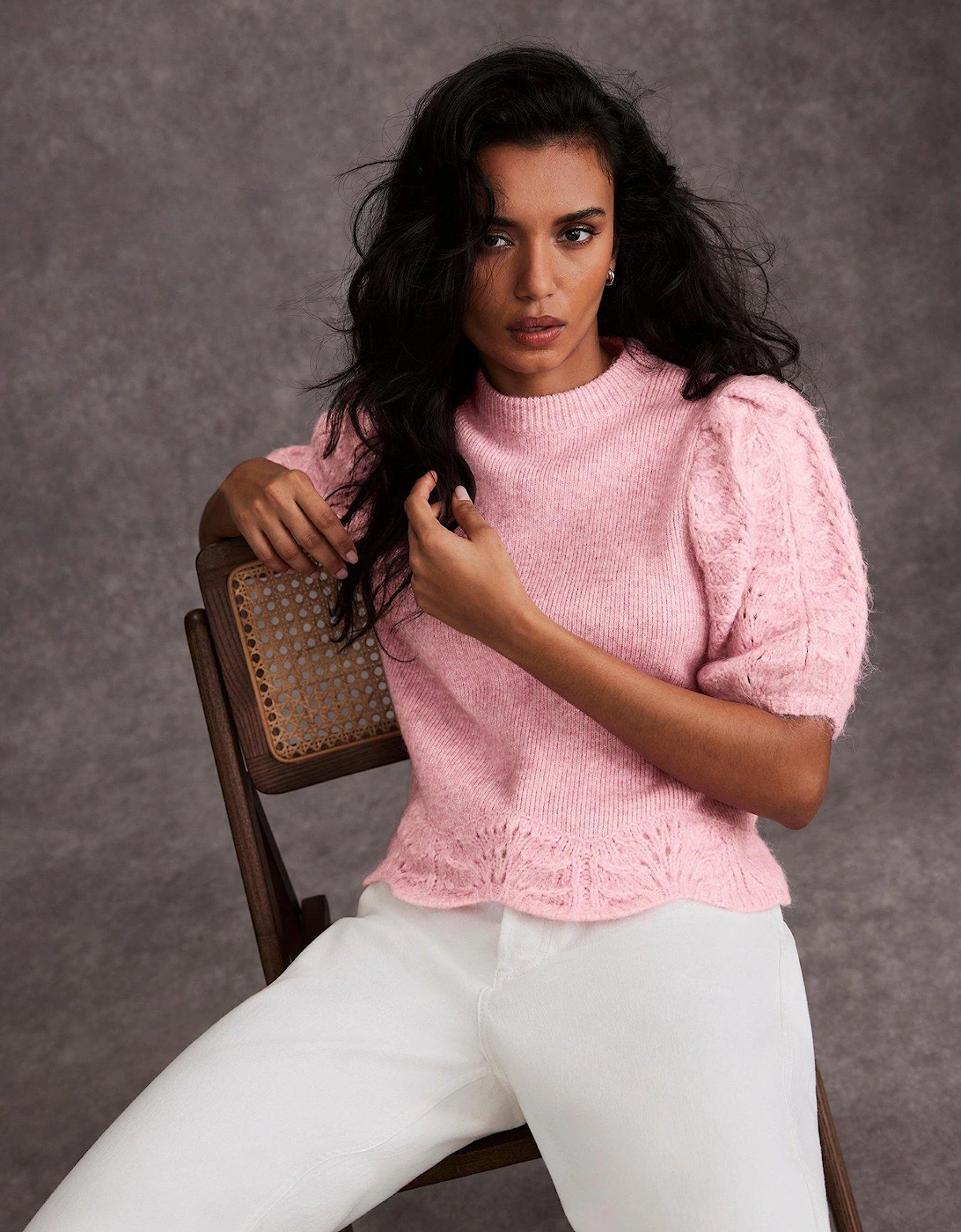 Stitch Sleeve Knit Top - Pink, 2 of 1