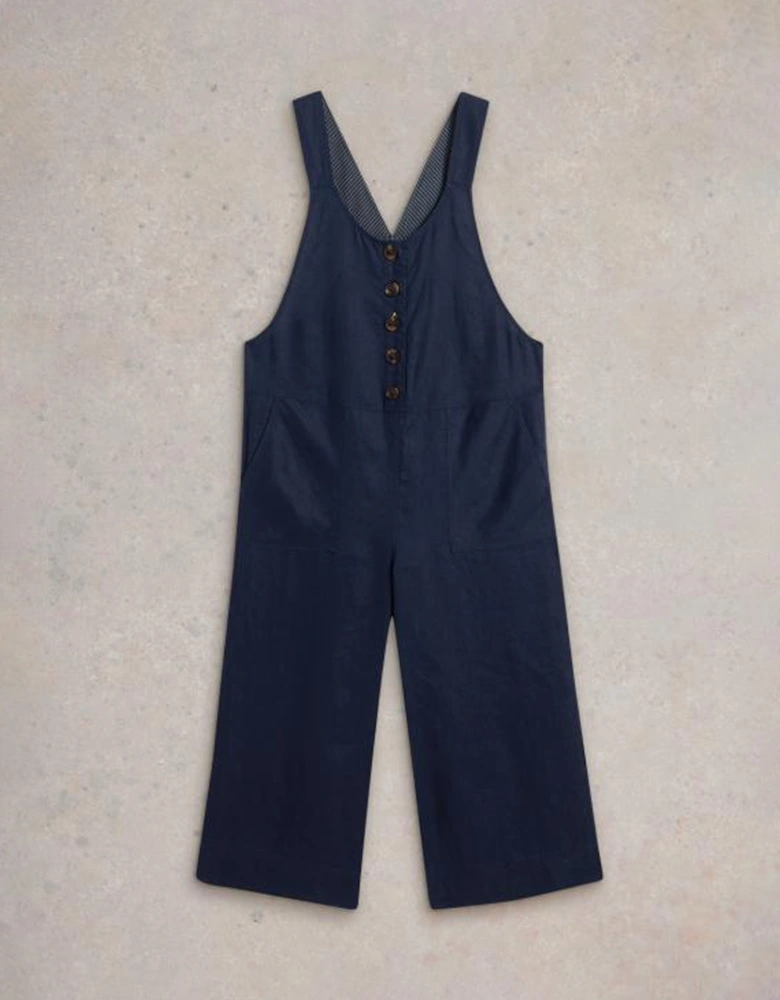 Women's Viola Linen Dungaree Regular Dark Navy