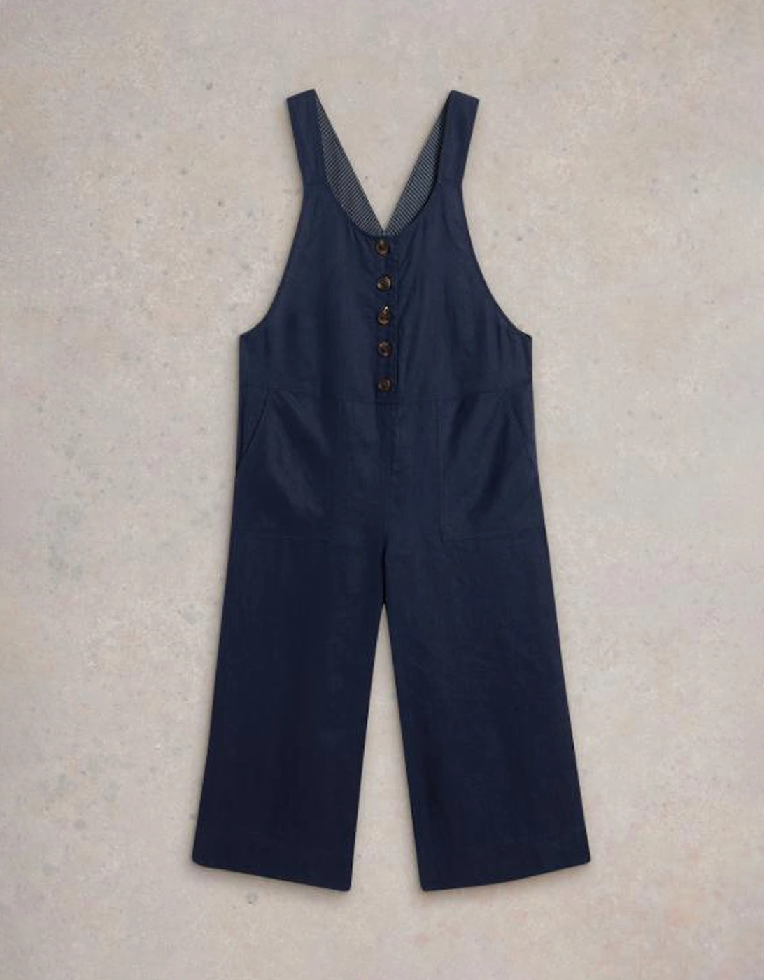 Women's Viola Linen Dungaree Regular Dark Navy