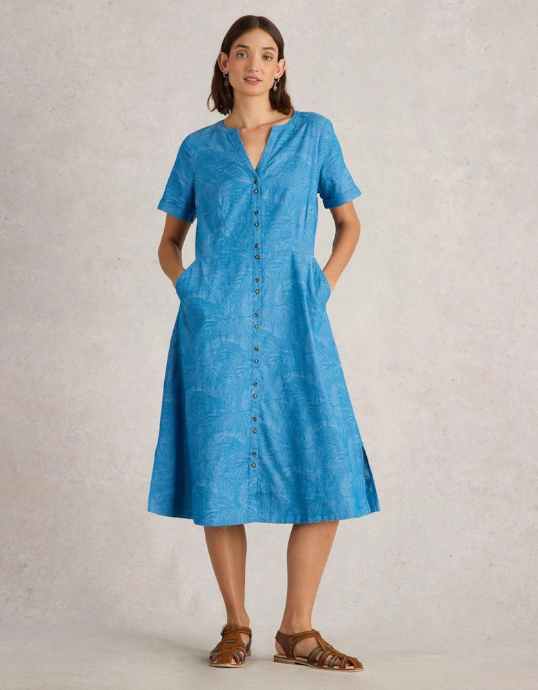 Iris Cotton Jacquard Dress - Blue