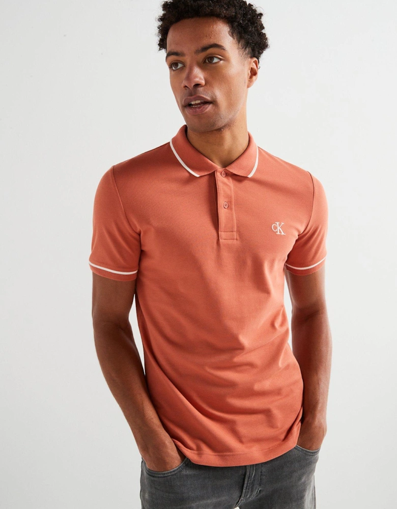 Tipping Slim Fit Polo Shirt - Light Red