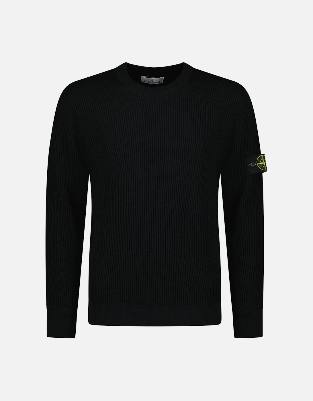 Full Rib RWS Wool Crewneck Sweater with Band Motif in Black, 6 of 5