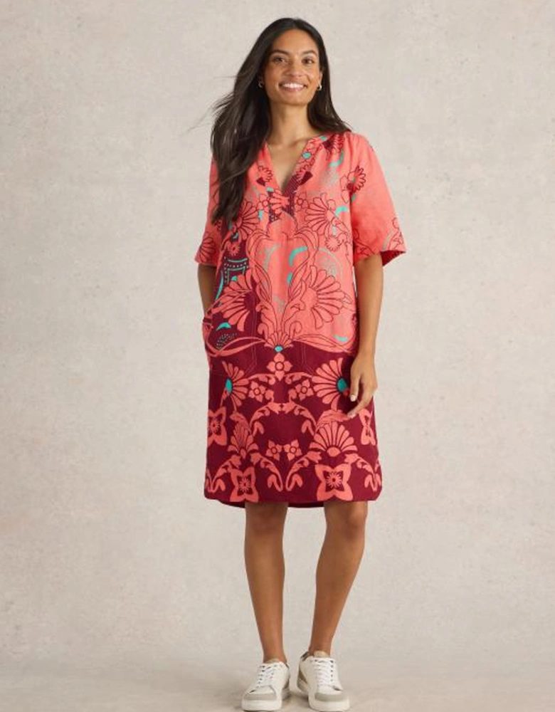 Women's June Linen Dress Regular Red Multi