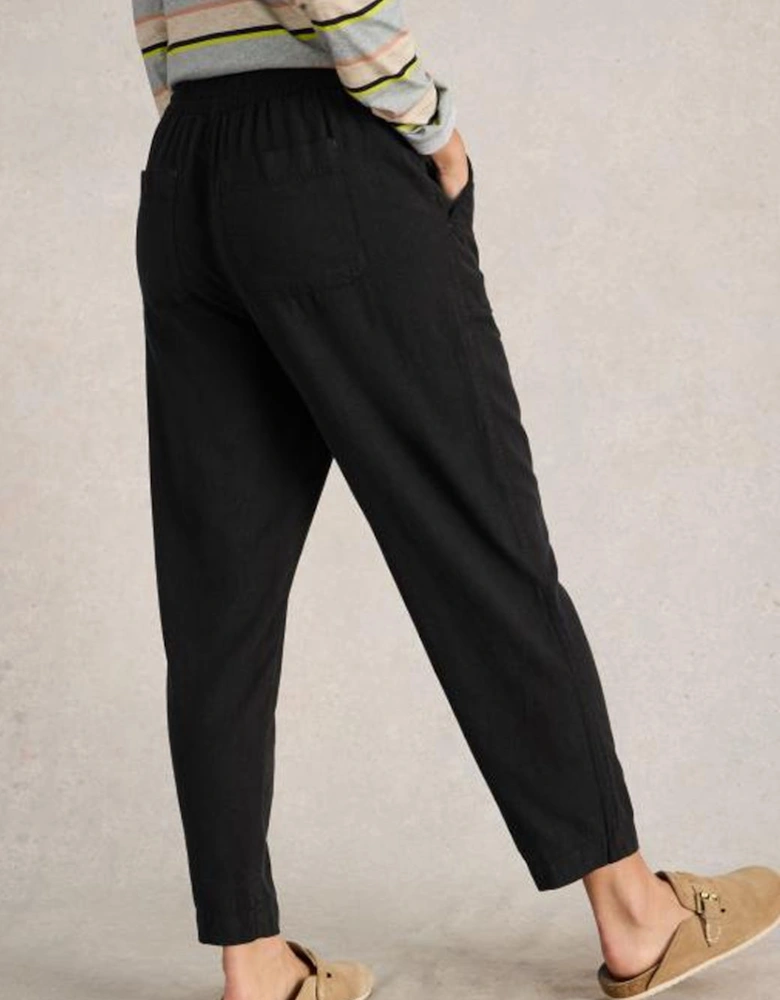 Women's Elle Linen Blend Trouser Regular Pure Black