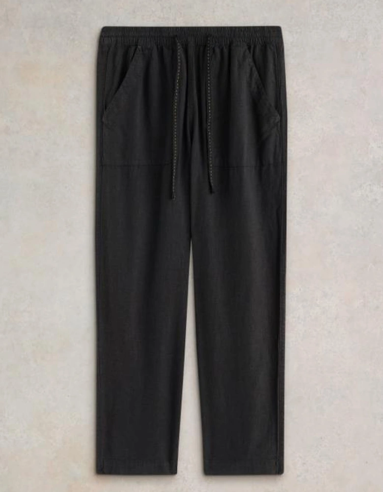 Women's Elle Linen Blend Trouser Regular Pure Black