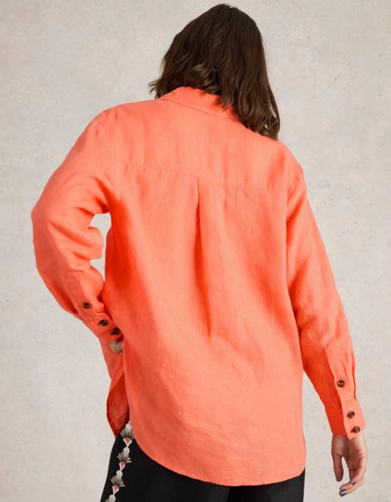 Women's Lydia Linen Shirt Bright Orange