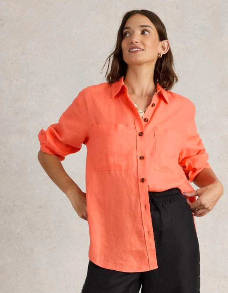 Women's Lydia Linen Shirt Bright Orange