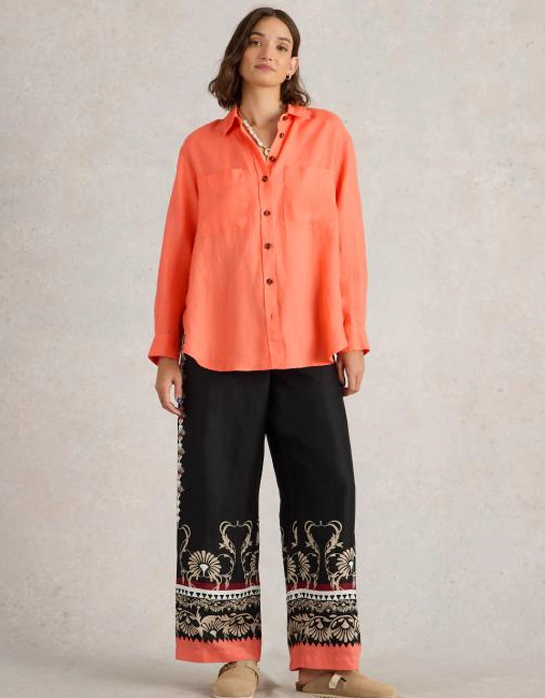 Women's Lydia Linen Shirt Bright Orange