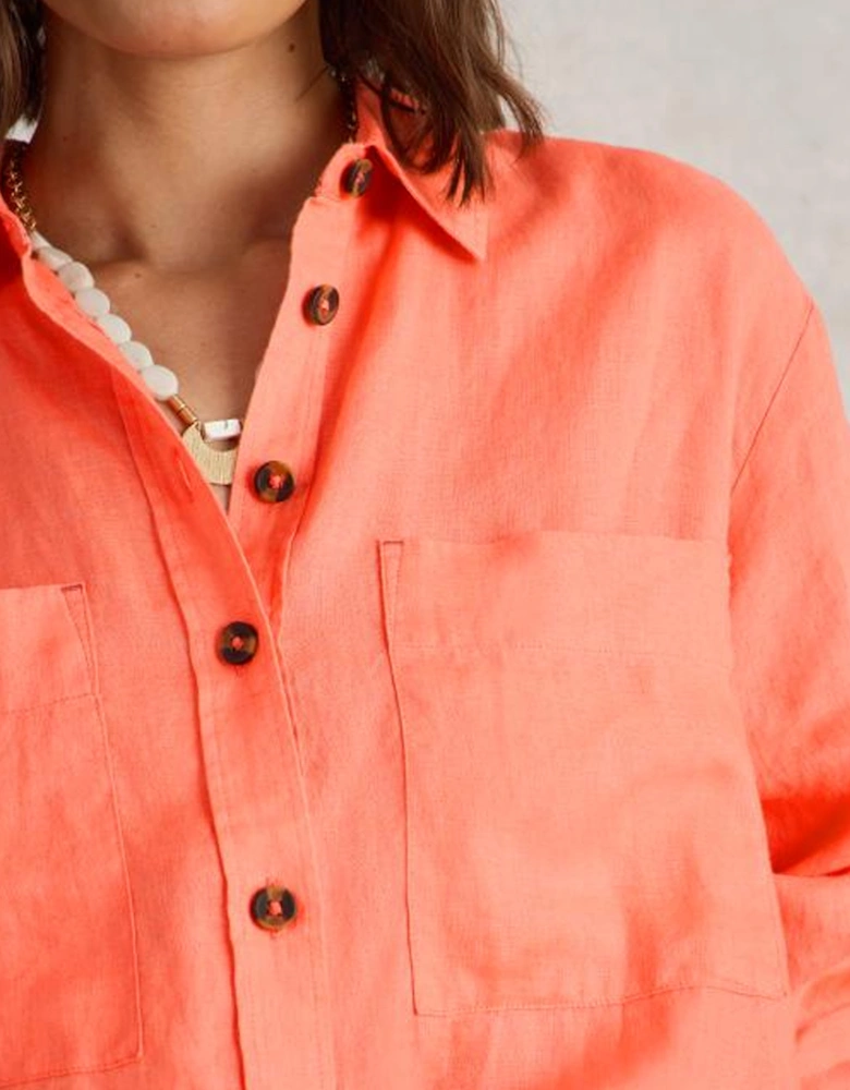 Women's Lydia Linen Shirt Bright Orange