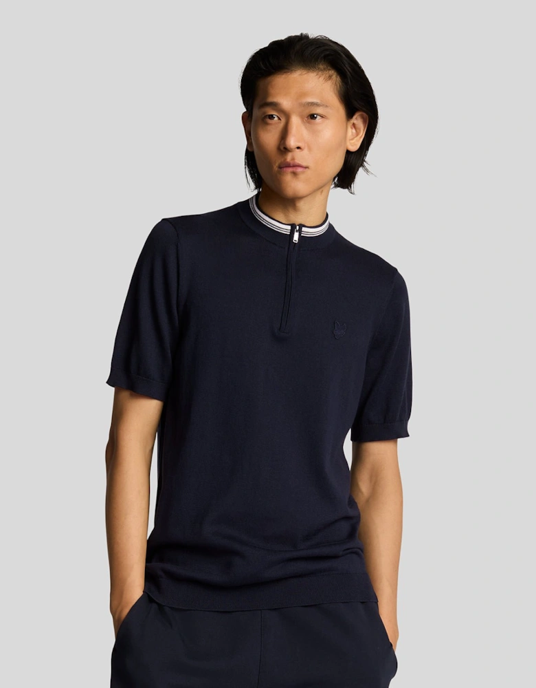 Tipped Mock Neck Short Sleeve Jumper