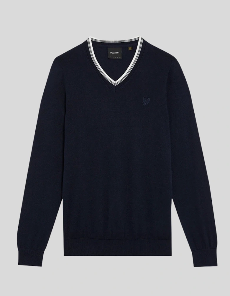 Tipped V Neck Jumper