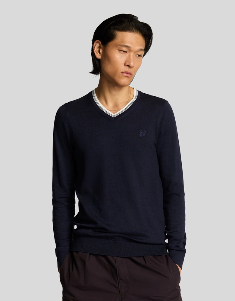 Tipped V Neck Jumper