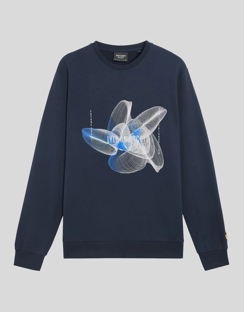 3D Line Graphic Crew Neck Sweatshirt