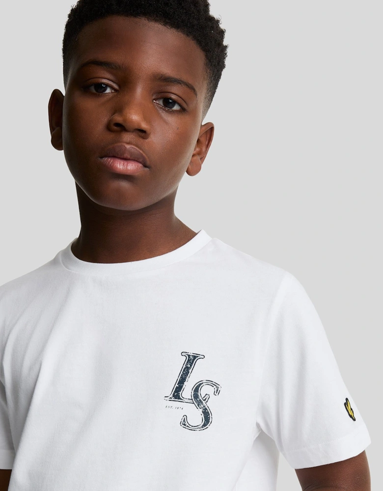 Kids L&S Monogram Print T-Shirt