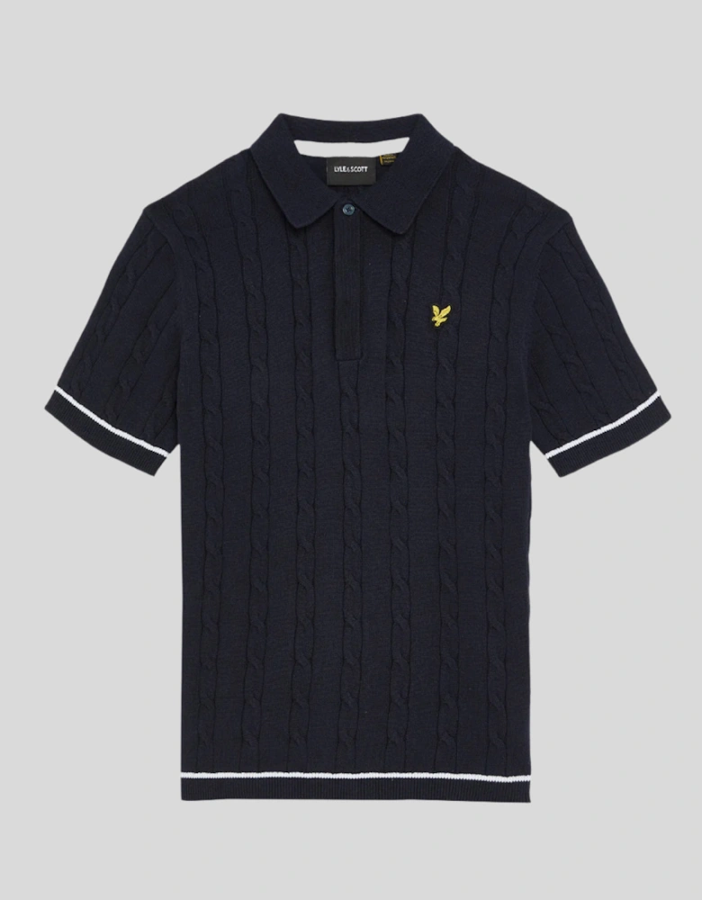 Kids Short Sleeve Cable Knit Polo Shirt