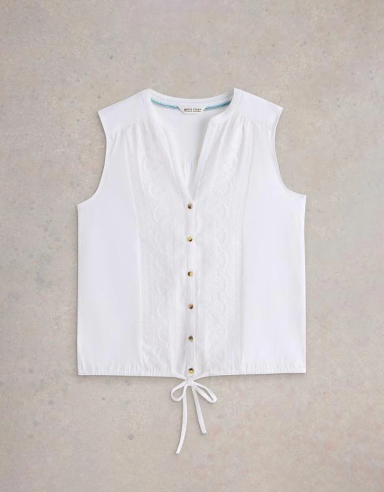 Women's Tulip Sleeveless Shirt Brill White