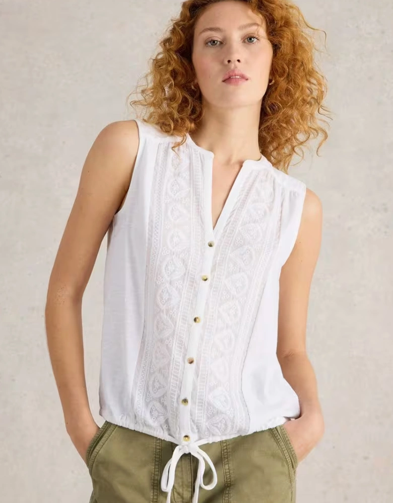 Women's Tulip Sleeveless Shirt Brill White