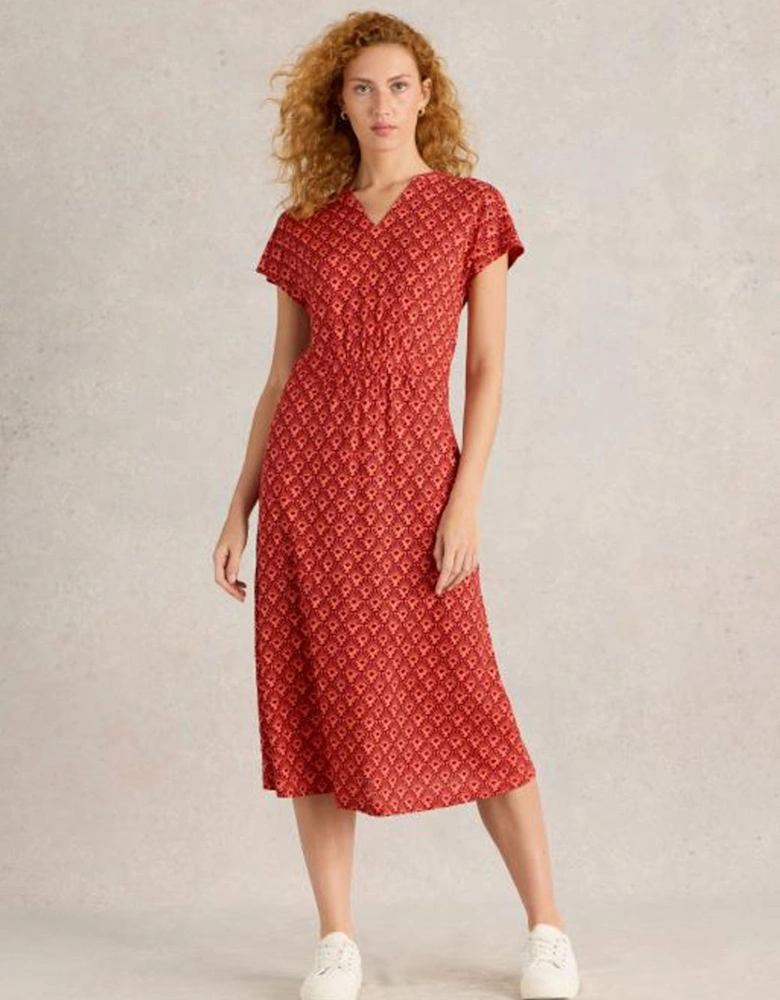 Women's Ellie Linen Jersey Dress Petite Red Multi