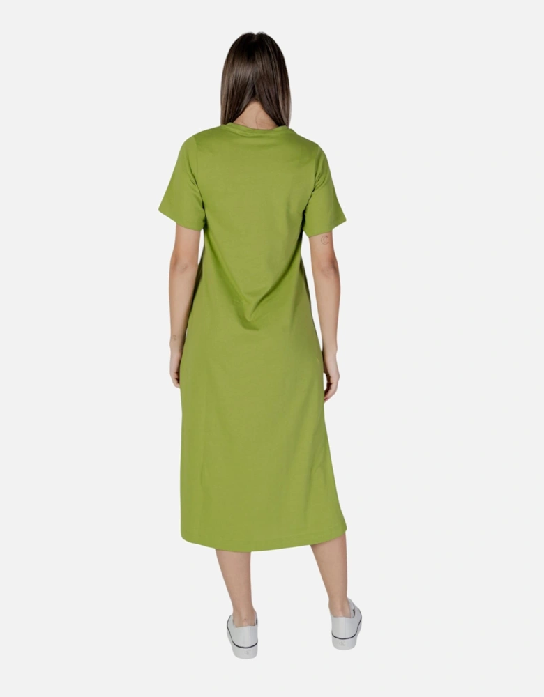 Short Sleeve Plain Cotton Dress Women - Green Dresses