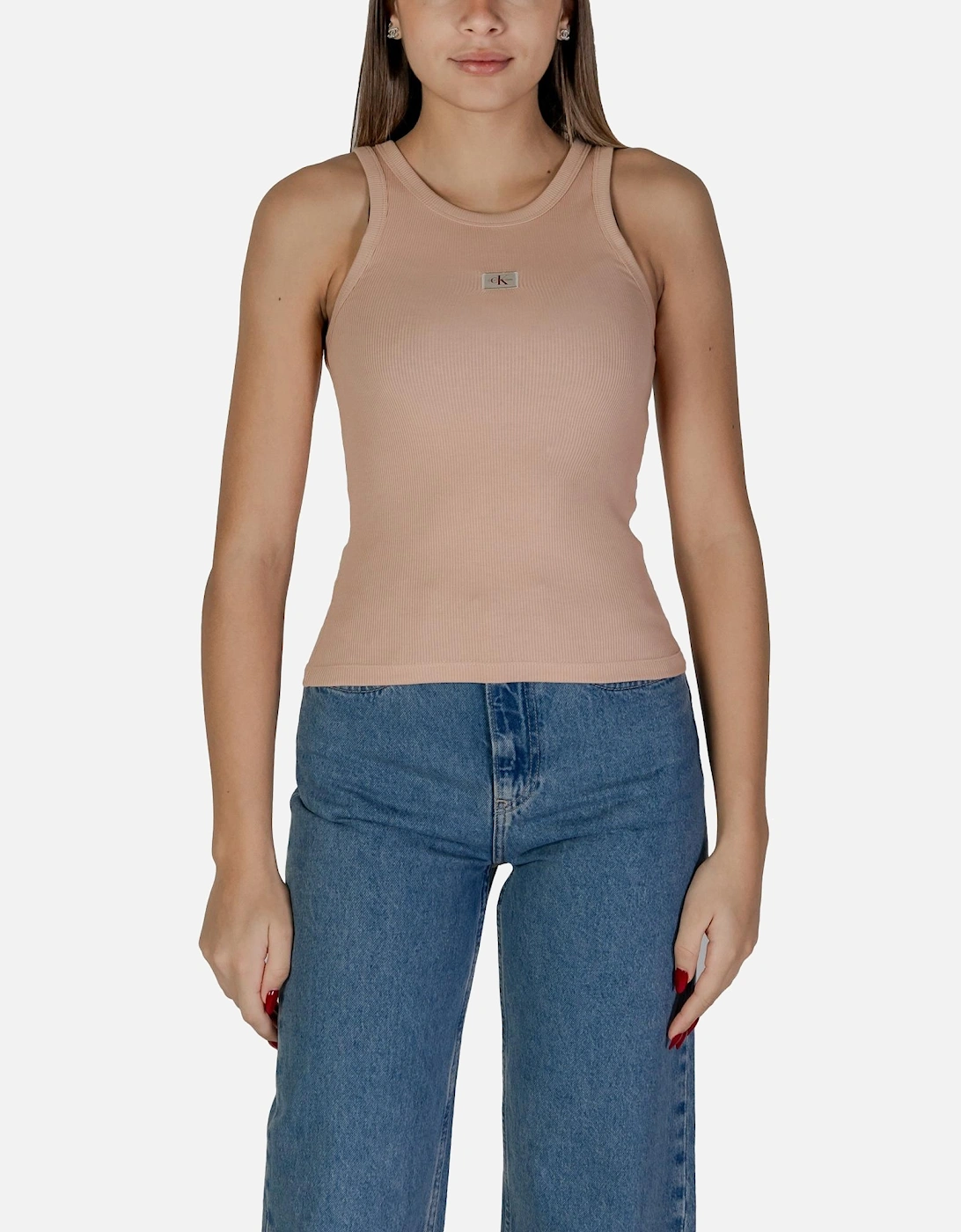 Plain Sleeveless Tank Top with Round Neck Women - Pink, 4 of 3