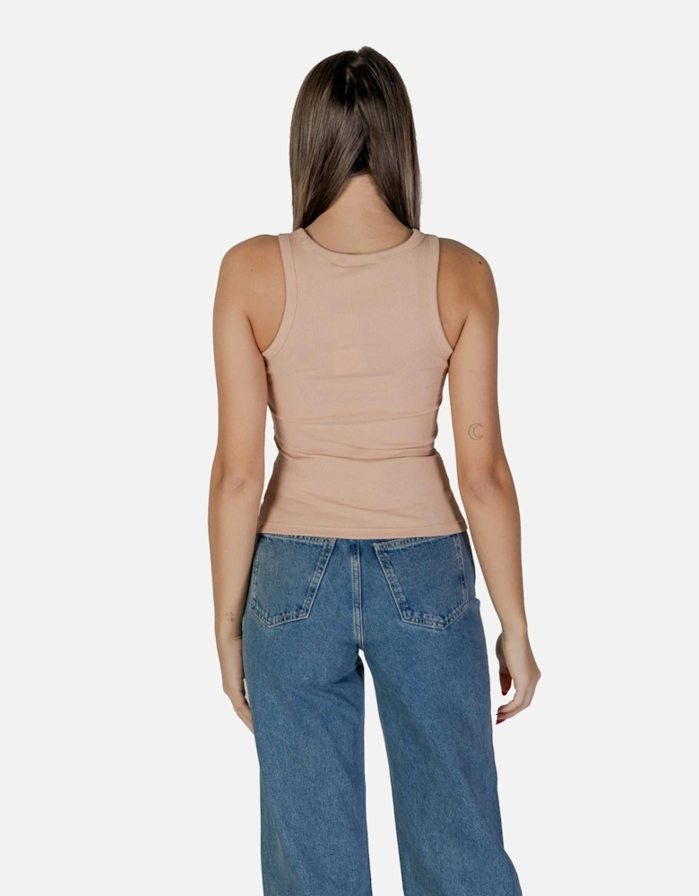 Plain Sleeveless Tank Top with Round Neck Women - Pink