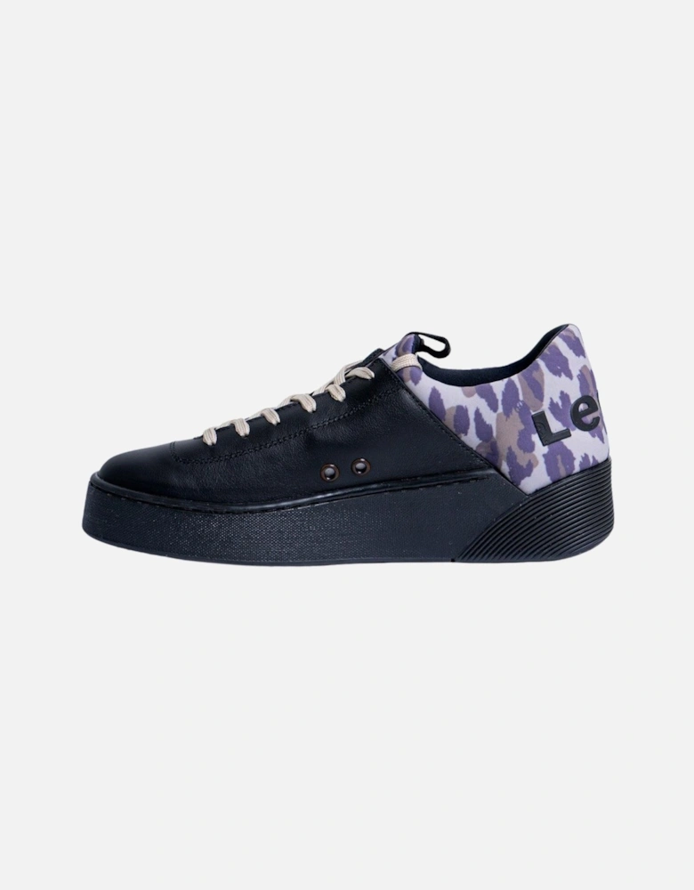 Leather Lace-Up Sneakers Women - Black