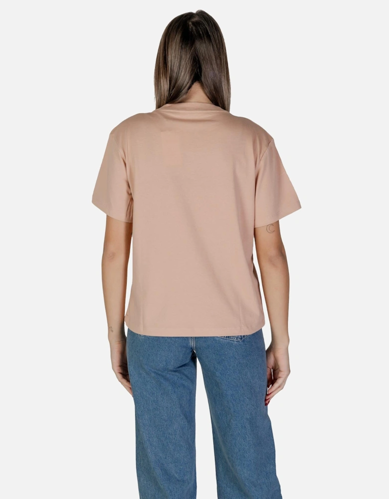 Plain Short Sleeve Round Neck T-shirt Women - Pink Shirts