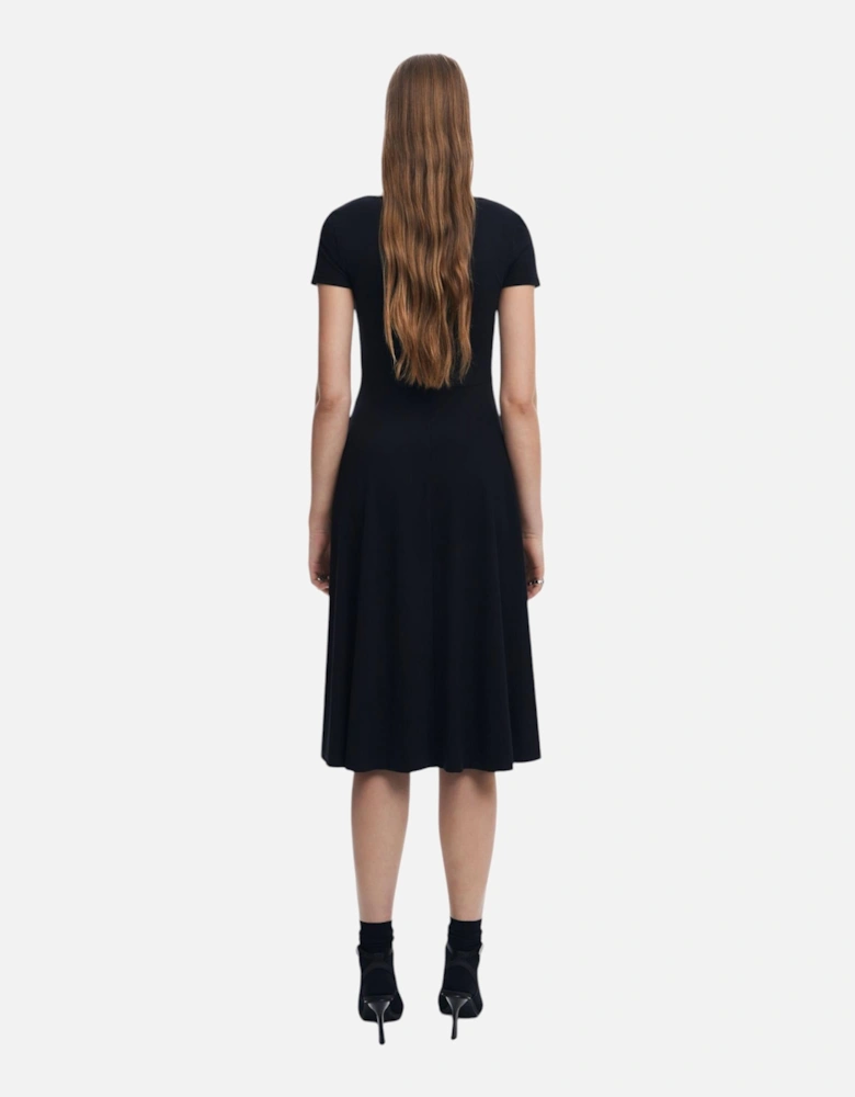 Square Neckline Short Sleeve Dress Women - Black Dresses