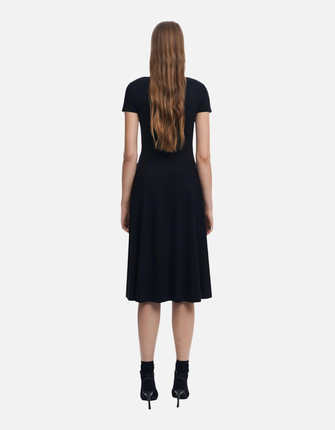 Square Neckline Short Sleeve Dress Women - Black Dresses