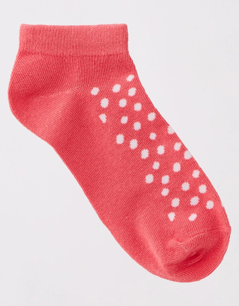 5Pk Print Hearts And Polka Dot Trainer Liner Socks - Multi